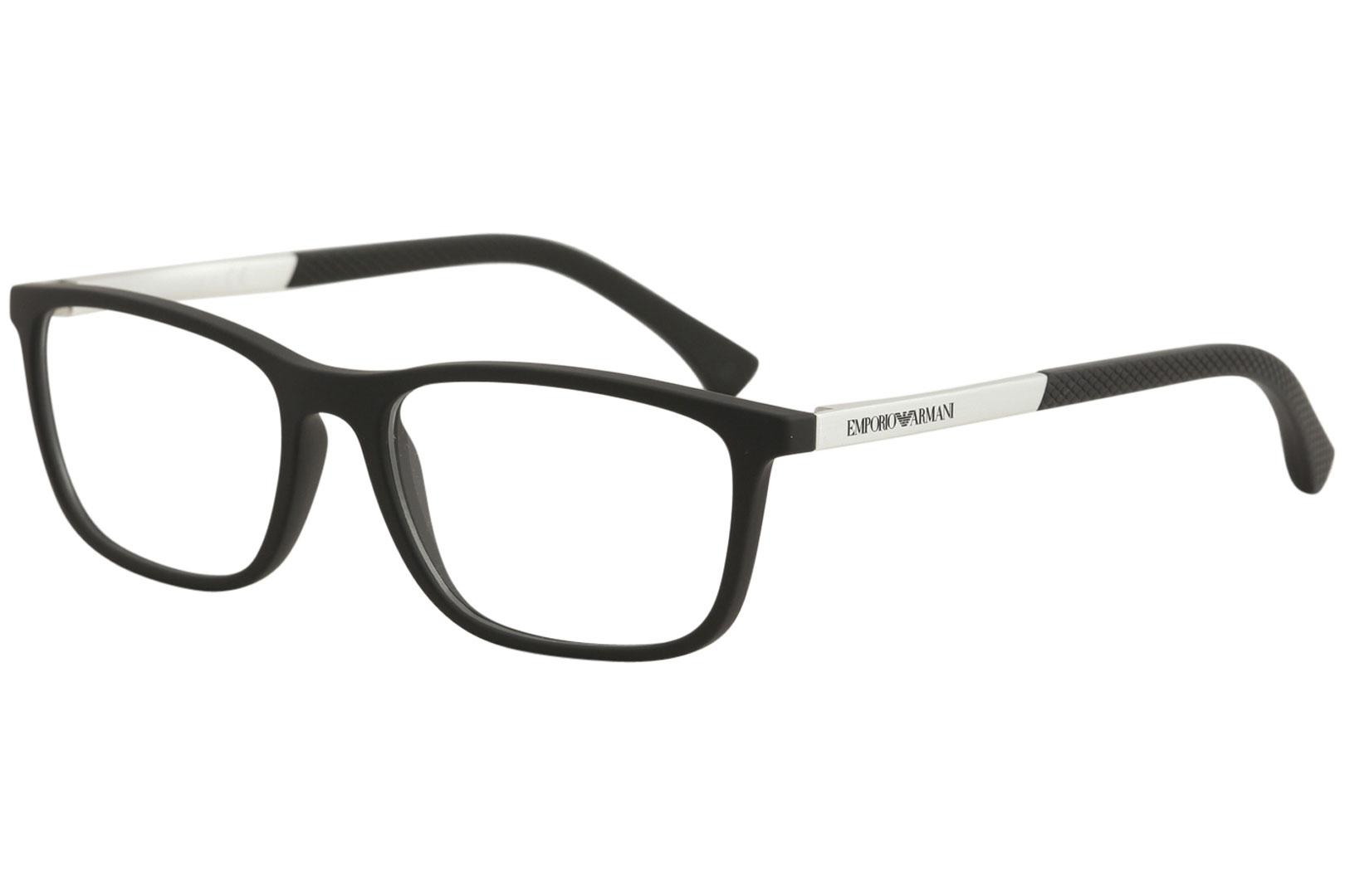 Emporio Armani Men's Eyeglasses EA3069 EA/3069 Full Rim Optical Frame - Black Rubber   5063 - Lens 55 Bridge 17 B 37.2 ED 58.5 Temple 140mm