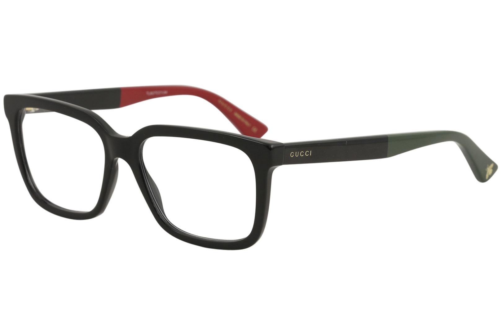 Gucci Men's Eyeglasses GG0160O GG/0160/O Full Rim Optical Frame - Black/Red/Green   007 - Lens 55 Bridge 17 Temple 145mm