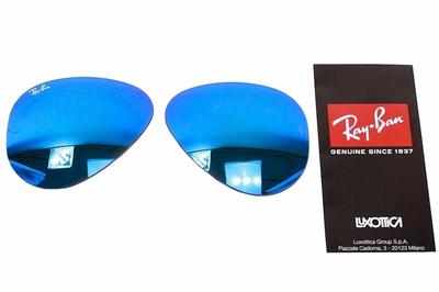 Ray Ban Aviator RB3025 3025 RB3026 3026 Sunglasses Genuine Replacement Lenses - Flash Blue Mirror Glass - 58mm