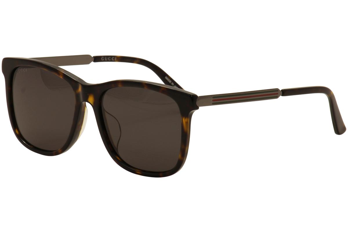 Gucci Men's GG0078SK GG/0078/SK Fashion Sunglasses -  Havana Ruthenium/Grey   004  -  Lens 56 Bridge 17 Temple 150mm