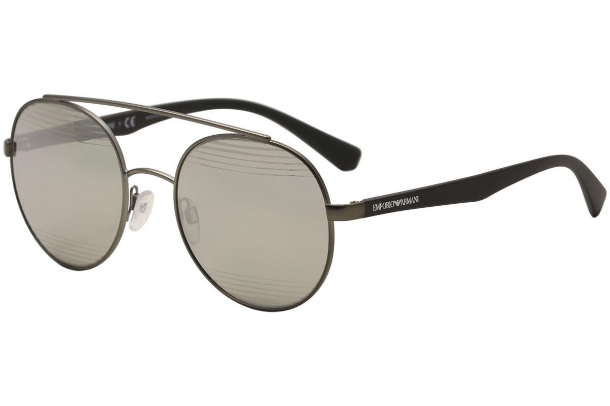 Emporio Armani Men's EA2051 EA/2051 Round Sunglasses - Matte Gunmetal Black/Gray Silver Mirror   3010/6G -  Lens 53 Bridge 20 Temple 140mm