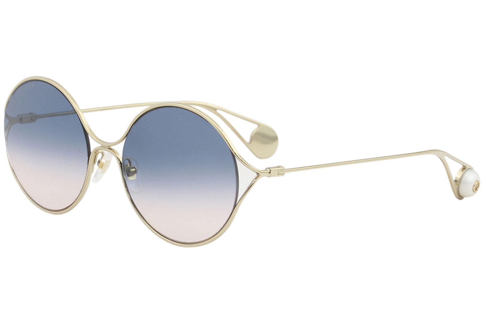 Gucci Women's Sensual Romantic GG0253S GG/0253/S Fashion Round Sunglasses - Gold/Blue Pink Gradient   003 - Lens 58 Bridge 20 Temple 135mm