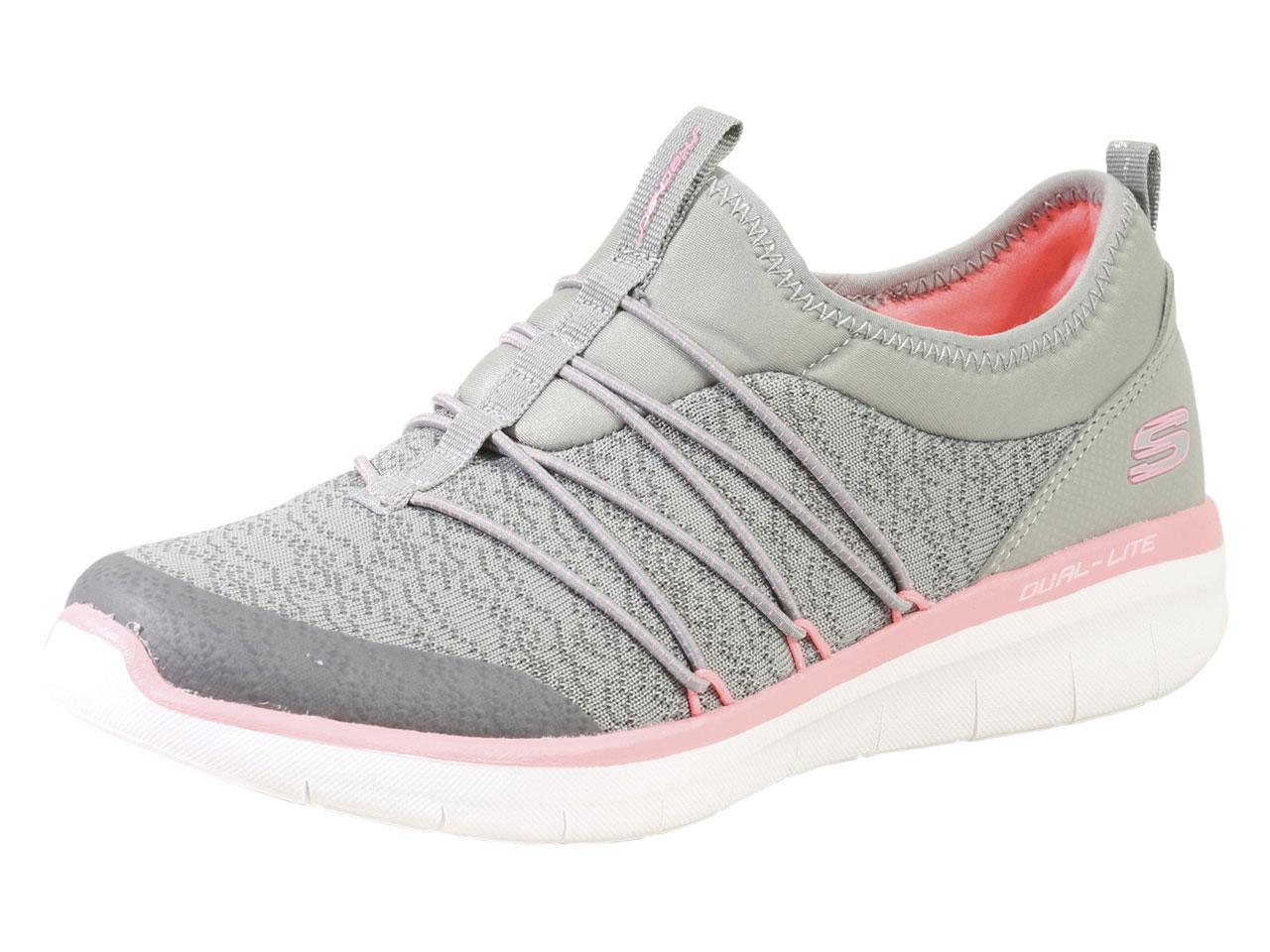 Skechers Women's Synergy 2.0 Simply Chic Memory Foam Sneakers Shoes - Gray/Pink - 7.5 B(M) US