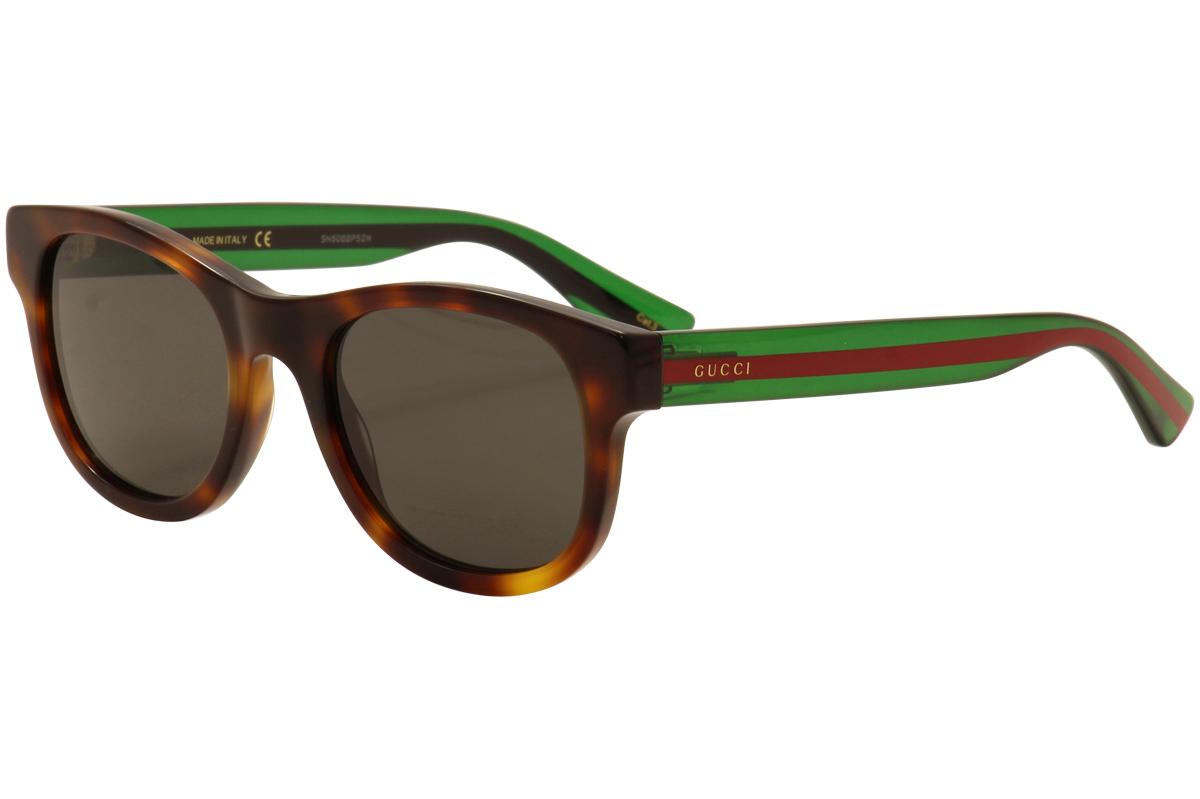 Gucci Men's GG0003S GG/0003/S Fashion Sunglasses - Brown Havana Green Red/Grey   003  - Lens 52 Bridge 21 Temple 145mm