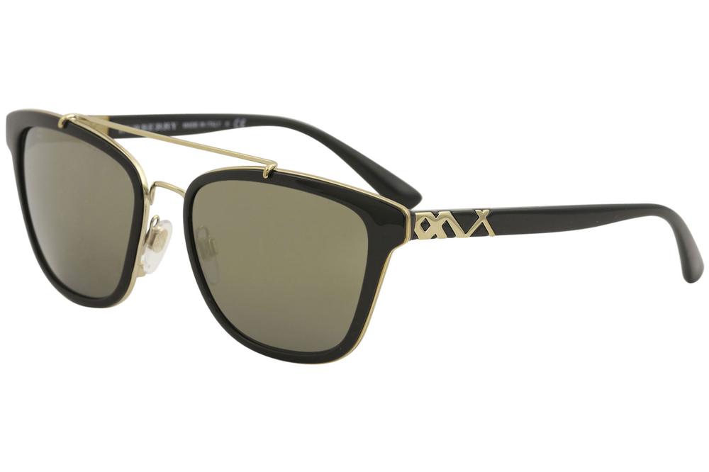 Burberry Women's BE4240 BE/4240 Fashion Pilot Sunglasses - Black/Dark Grey Gold Mirror   3001/4T - Lens 56 Bridge 19 B 45.2 ED 61.6 Temple 140mm