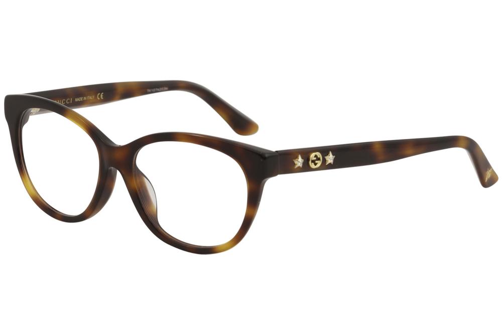 Gucci Women's Eyeglasses GG0211OA GG/0211/OA Full Rim Optical Frame - Havana   002 - Lens 53 Bridge 16 Temple 145mm (Asian Fit)