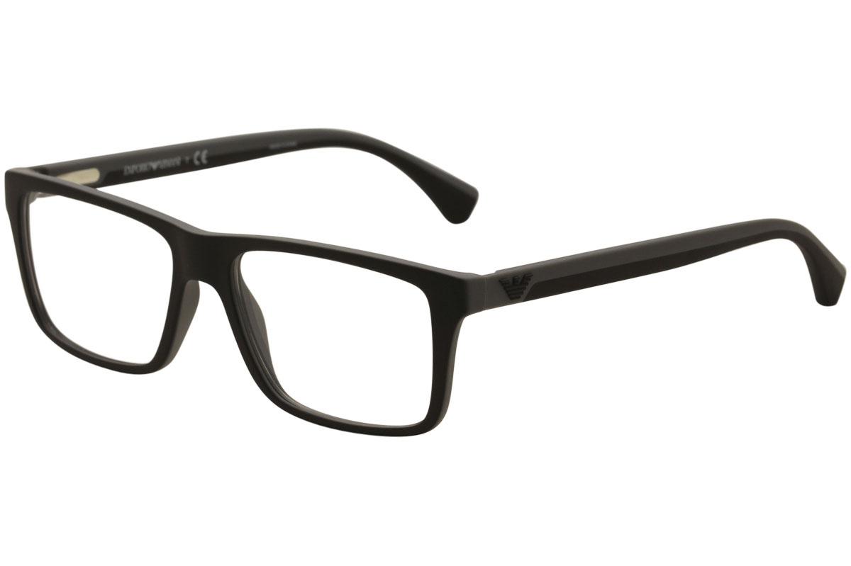 Emporio Armani Men's Eyeglasses EA3034 EA/3034 Full Rim Optical Frame - Black/Grey Rubber   5229 - Lens 55 Bridge 16 Temple 145mm